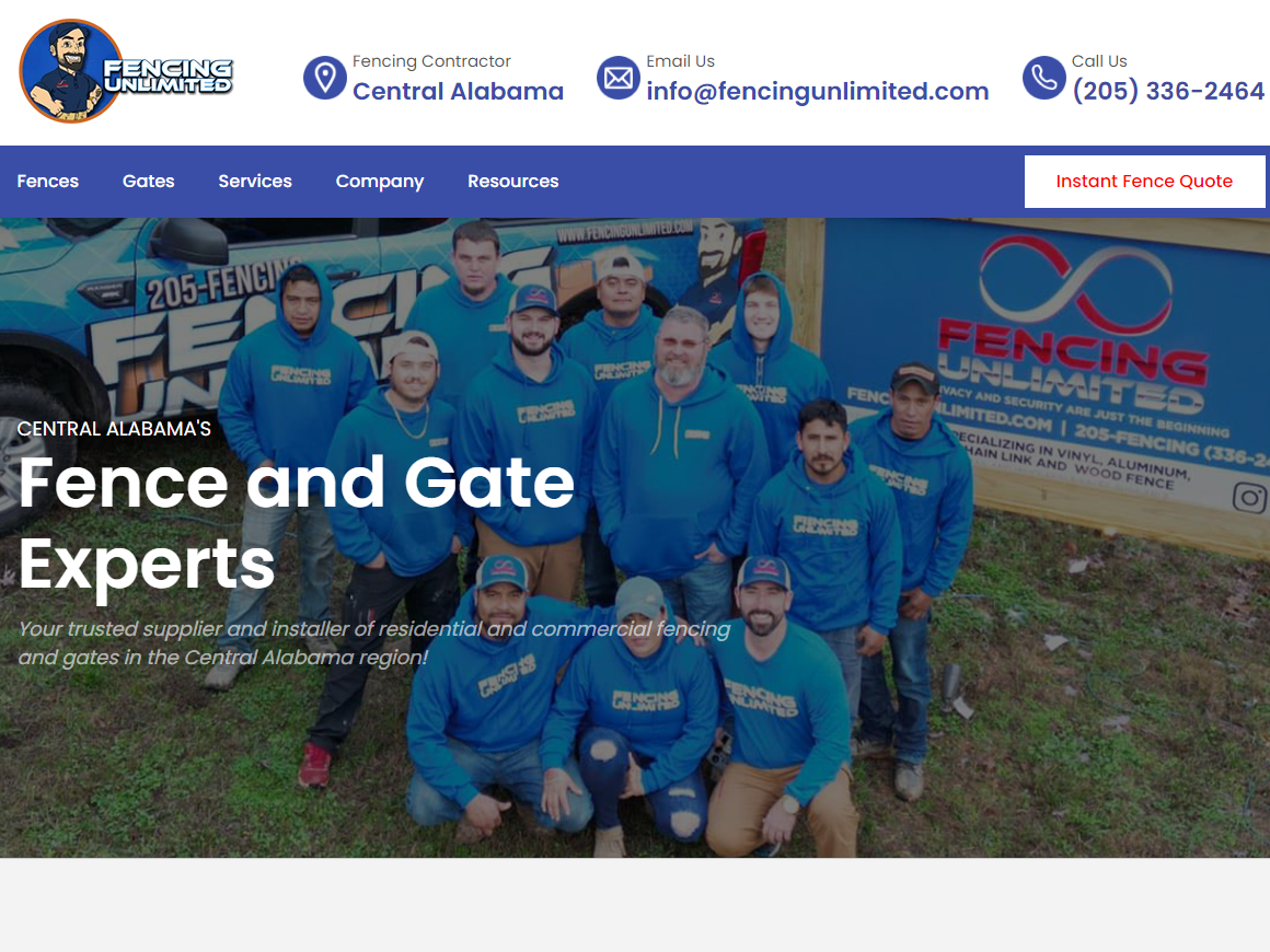 Photo of Central Alabama fence company website