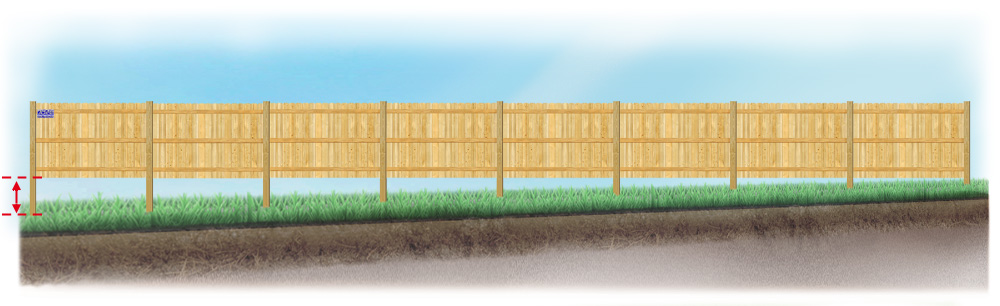 A level fence installed on uneven ground Birmingham Alabama